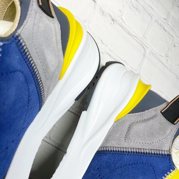 NEW Fendi Flow Multi Color Nylon Low Top Sneakers Men’s 7 Women’s 10 Blue Yellow - Picture 9 of 12